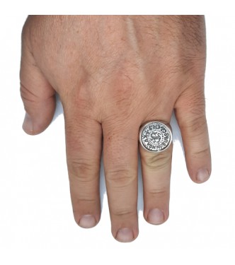 R002232 Handmade Sterling Silver Signet Ring replica of Bulgarian King Kaloyan solid 925